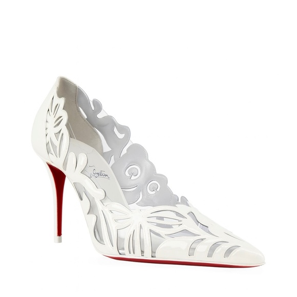 Christian Louboutin Apostropha Petunia Patent Leather White Size 40 New - Picture 1 of 6